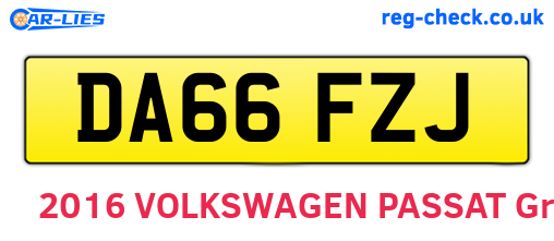 DA66FZJ are the vehicle registration plates.