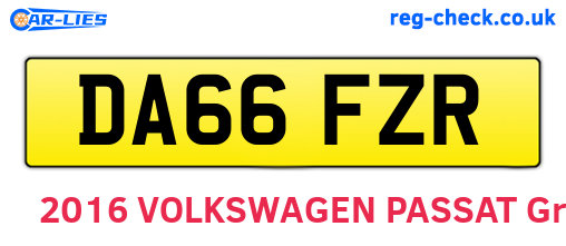 DA66FZR are the vehicle registration plates.