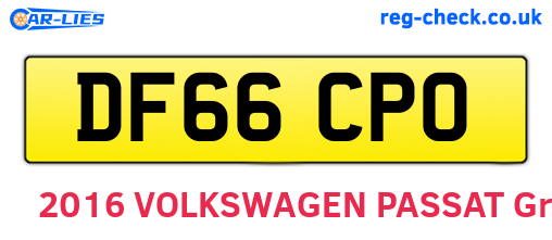 DF66CPO are the vehicle registration plates.