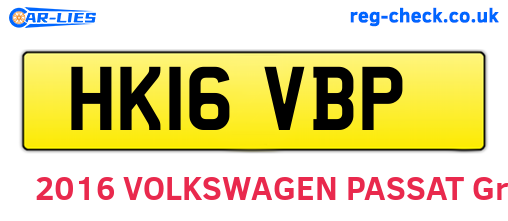 HK16VBP are the vehicle registration plates.