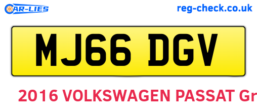 MJ66DGV are the vehicle registration plates.