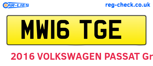 MW16TGE are the vehicle registration plates.