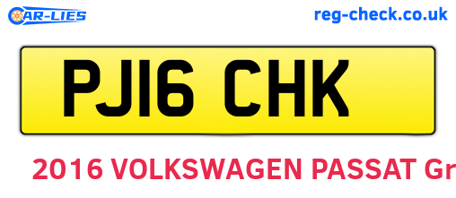 PJ16CHK are the vehicle registration plates.