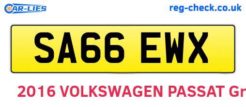 SA66EWX are the vehicle registration plates.