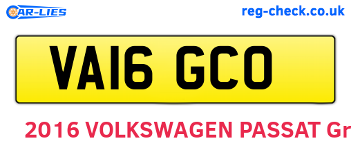 VA16GCO are the vehicle registration plates.