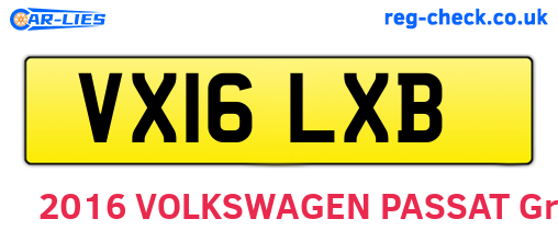 VX16LXB are the vehicle registration plates.