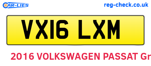 VX16LXM are the vehicle registration plates.
