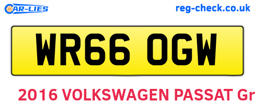 WR66OGW are the vehicle registration plates.