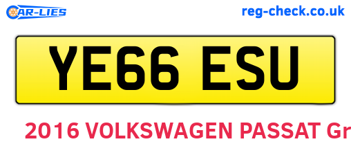 YE66ESU are the vehicle registration plates.