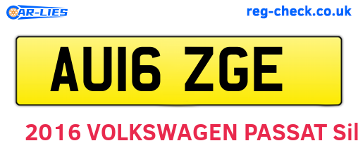 AU16ZGE are the vehicle registration plates.