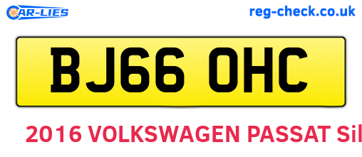 BJ66OHC are the vehicle registration plates.