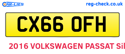 CX66OFH are the vehicle registration plates.