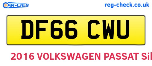 DF66CWU are the vehicle registration plates.