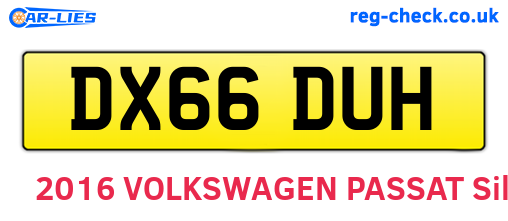 DX66DUH are the vehicle registration plates.