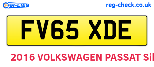FV65XDE are the vehicle registration plates.