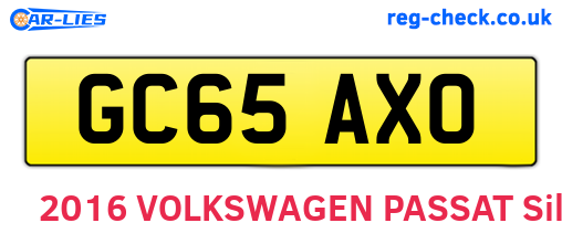 GC65AXO are the vehicle registration plates.