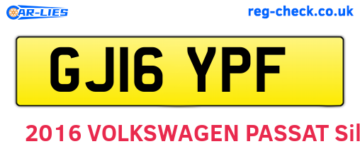 GJ16YPF are the vehicle registration plates.