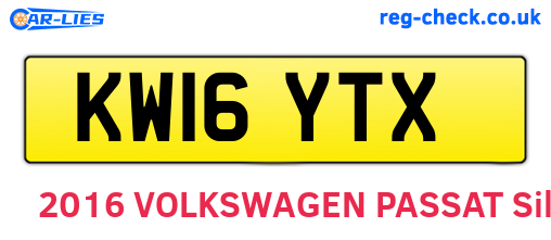 KW16YTX are the vehicle registration plates.