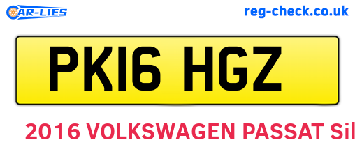 PK16HGZ are the vehicle registration plates.