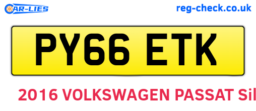 PY66ETK are the vehicle registration plates.