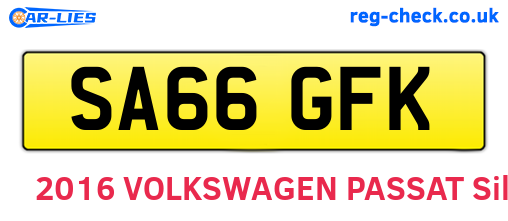 SA66GFK are the vehicle registration plates.
