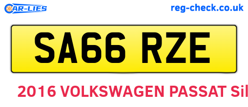 SA66RZE are the vehicle registration plates.