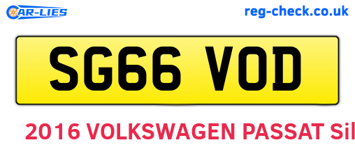 SG66VOD are the vehicle registration plates.