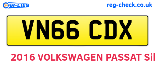 VN66CDX are the vehicle registration plates.