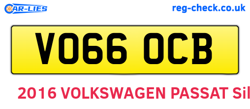 VO66OCB are the vehicle registration plates.