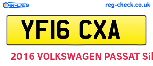 YF16CXA are the vehicle registration plates.