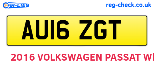 AU16ZGT are the vehicle registration plates.
