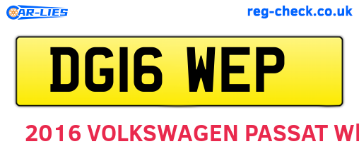 DG16WEP are the vehicle registration plates.