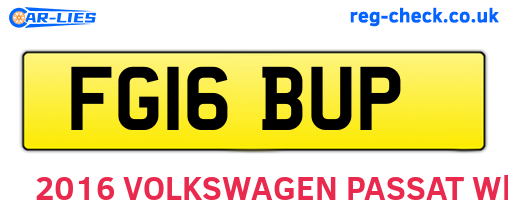 FG16BUP are the vehicle registration plates.