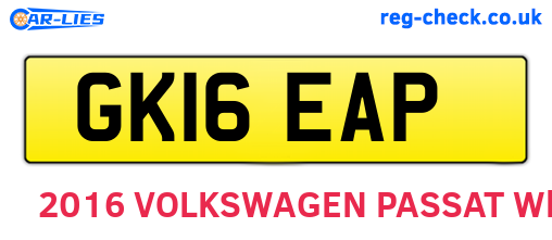 GK16EAP are the vehicle registration plates.