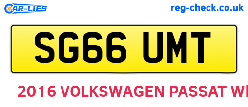 SG66UMT are the vehicle registration plates.