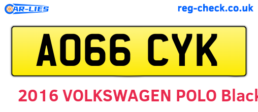 AO66CYK are the vehicle registration plates.