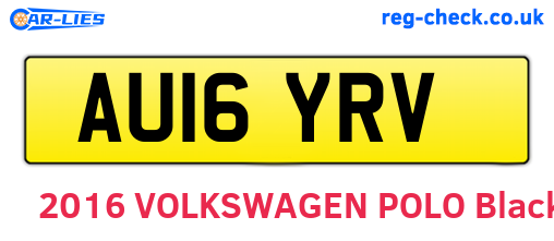 AU16YRV are the vehicle registration plates.