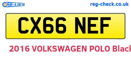 CX66NEF are the vehicle registration plates.