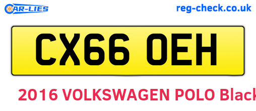 CX66OEH are the vehicle registration plates.