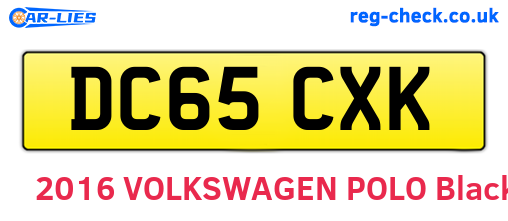 DC65CXK are the vehicle registration plates.