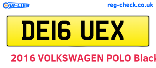 DE16UEX are the vehicle registration plates.