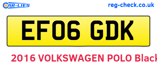 EF06GDK are the vehicle registration plates.