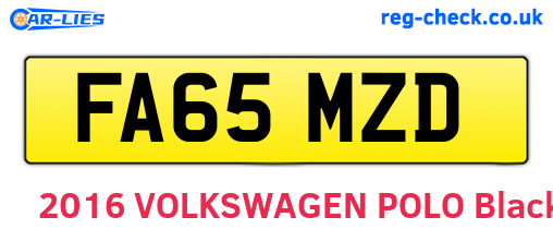 FA65MZD are the vehicle registration plates.
