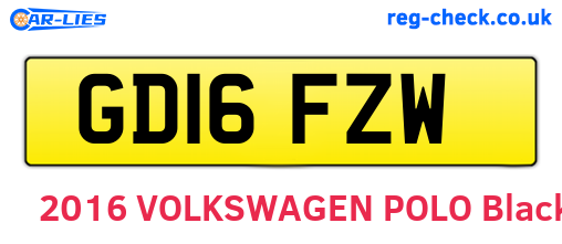 GD16FZW are the vehicle registration plates.