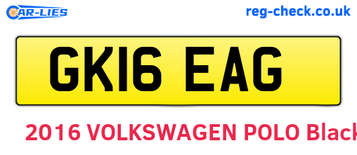 GK16EAG are the vehicle registration plates.