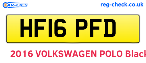 HF16PFD are the vehicle registration plates.