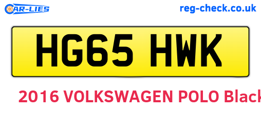 HG65HWK are the vehicle registration plates.