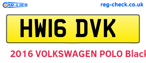 HW16DVK are the vehicle registration plates.