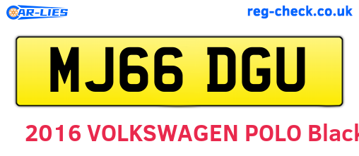 MJ66DGU are the vehicle registration plates.