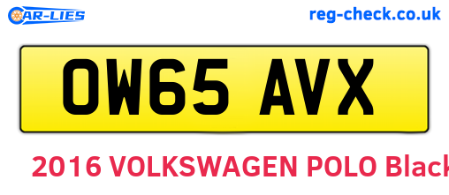 OW65AVX are the vehicle registration plates.